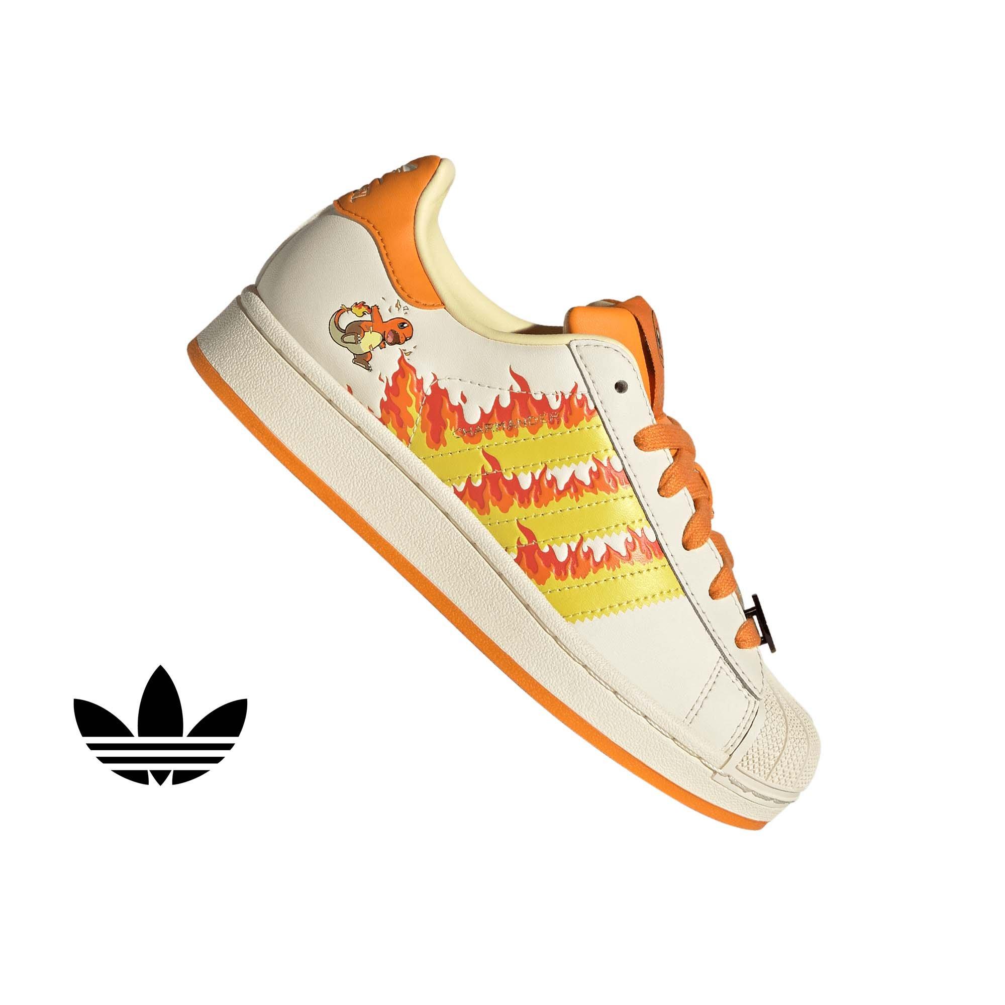 adidas Originals Pok&eacute;mon Superstar II "Charmander" Grade School Kids' Shoe - CREAM/YELLOW/ORANGE